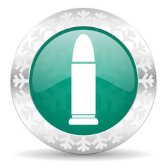 ammunition green icon, christmas button, weapoon sign