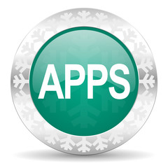 apps green icon, christmas button