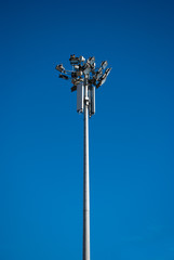 Pylon radio antennas and street lamp