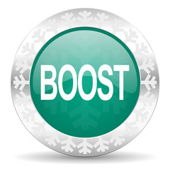 boost green icon, christmas button
