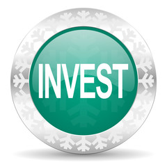 invest green icon, christmas button