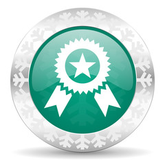 award green icon, christmas button, prize sign
