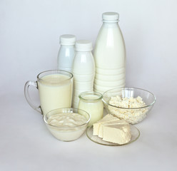 Dairy products: cottage cheese, yogurt, milk and fresh cheese