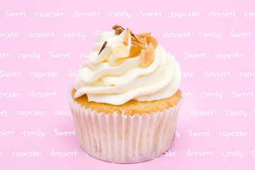 Cupcake on pink background
