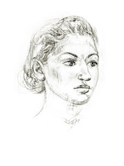 Academic drawing portrait. Hand-drawing in pencil