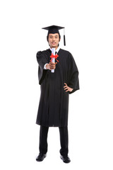 스튜디오 안의 남자 여자 졸업생