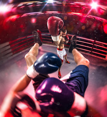 Professionl boxer is making hard knokout