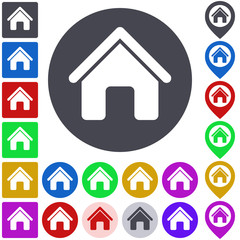 Home, house icon, button symbol set