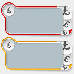 set of two abstract text boxes and euro symbol