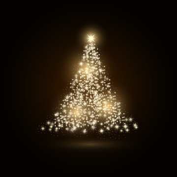 Christmas tree made with gold sparkles