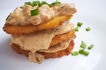 potato pancakes with sauce