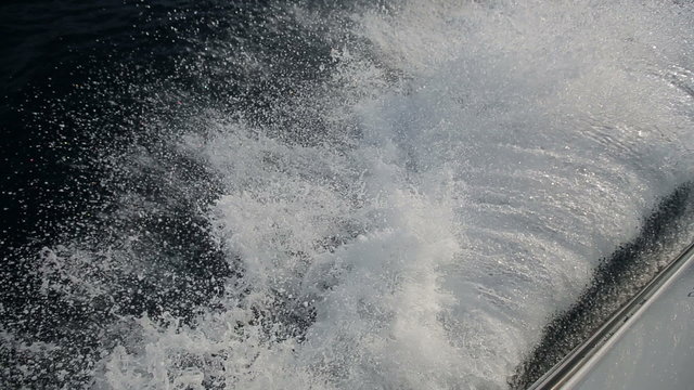 Sea spray from the yacht