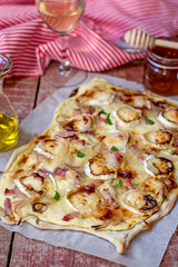 French traditional dish Flammekueche with goat cheese