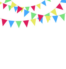 Fototapeta premium Multicolored bright buntings garlands isolated on white backgrou