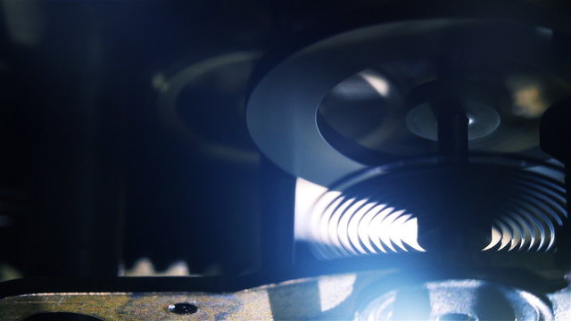 Clock gears mechanism. Close up