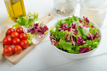 Preparation of mixed vegetable salad