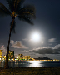Long exposure view of Diamond Head and Waikiki 