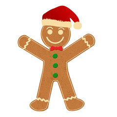 Obraz premium Gingerbread Man with Santa Hat