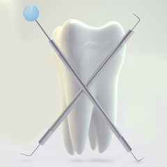 Tooth with dental tools