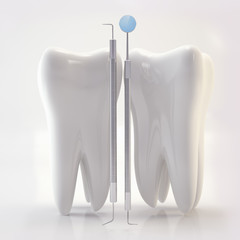 Tooth with dental tools