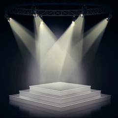 Obraz premium Illuminated empty stage podium for award ceremony