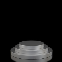 Illuminated empty stage podium for award ceremony