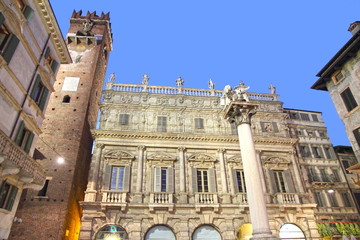 Italy, Verona, palazzo Maffei and Gardello tower