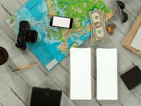 Traveling mock up business template. High resolution.