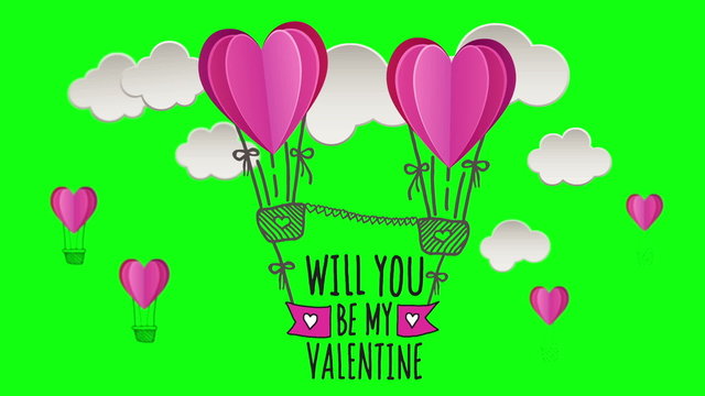 Happy valentines day vector with heart hot air balloons