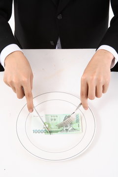 돈 컨셉 손 클로즈업