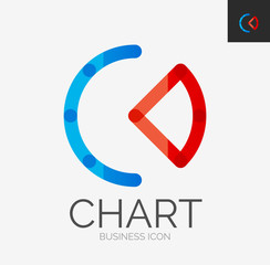 Fototapeta premium Minimal line design logo, chart, graph icon