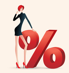 sale and woman shopping, vector, fashion, symbol