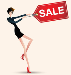 sale and woman shopping, vector, fashion, sign
