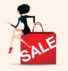 sale and woman shopping, vector, fashion, stylist