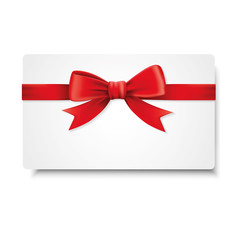 Red ribbons and greeting card, bows, festive