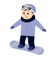 Fototapeta premium A boy snowboarding isolated