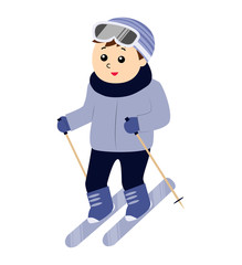 A boy skiing isolated
