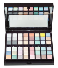 open box with makeup kits isolated