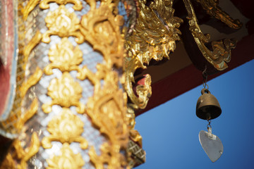 thai temple roof with blue sky ,Thailand