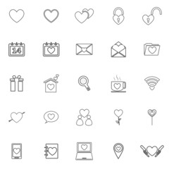 Love line icons on white background