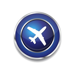 Airplane Sign Vector Button Icon