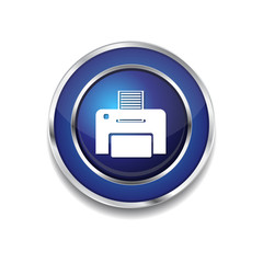 Printer Blue Vector Icon Button