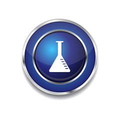 Conical Flask Blue Vector Icon Button