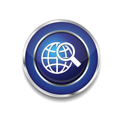 Globe Sign Blue Vector Icon Button