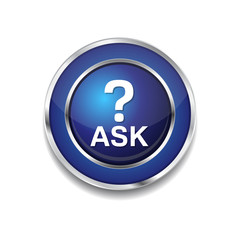 Ask Blue Vector Icon Button