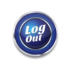 Log Out Blue Vector Icon Button