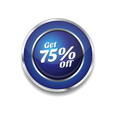 Get 75 Percent Blue Vector Icon Button