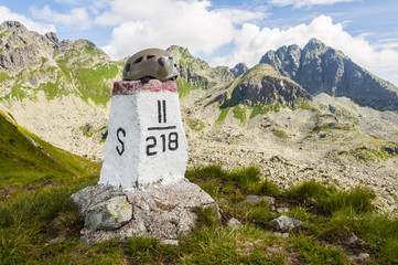 Helmet on the stone border