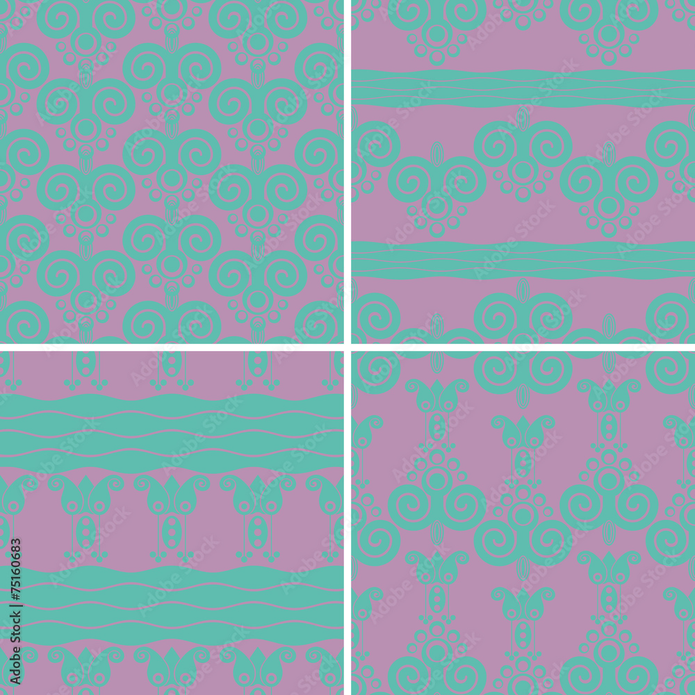 Poster retro different vector seamless patterns. set of ornaments