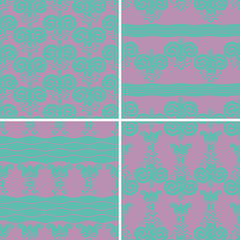 Retro different vector seamless patterns. Set of ornaments